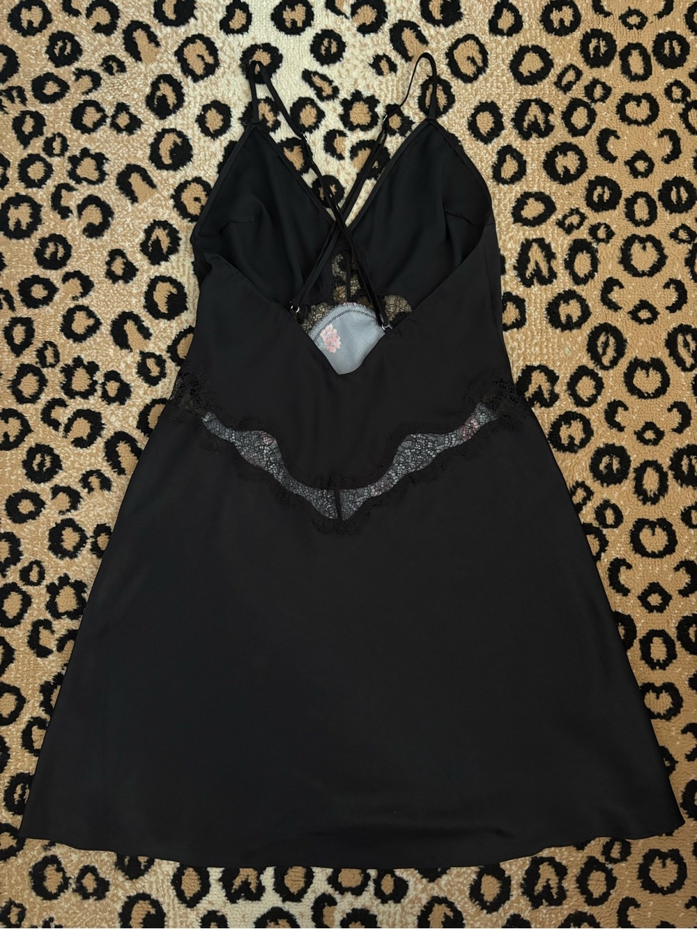 Victoria's Secret 2000s Black Lace Trim Floral Satin Slip Dress - Picture 5 of 7